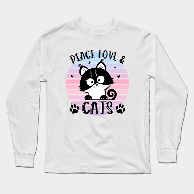 Peace, Love and Cats a Long Sleeve T-Shirt by Disentangled